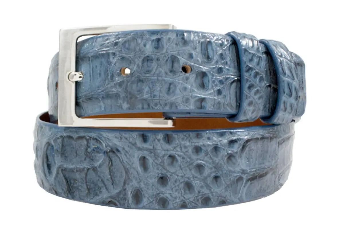 Hornback Blue Jean Caiman Crocodile Leather Belt