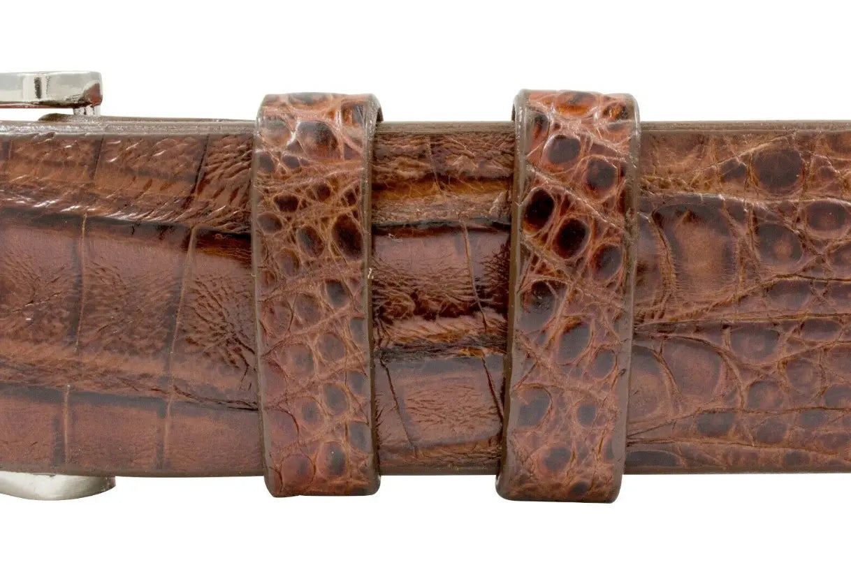 Hornback Cigar Brown Caiman Crocodile Leather Belt