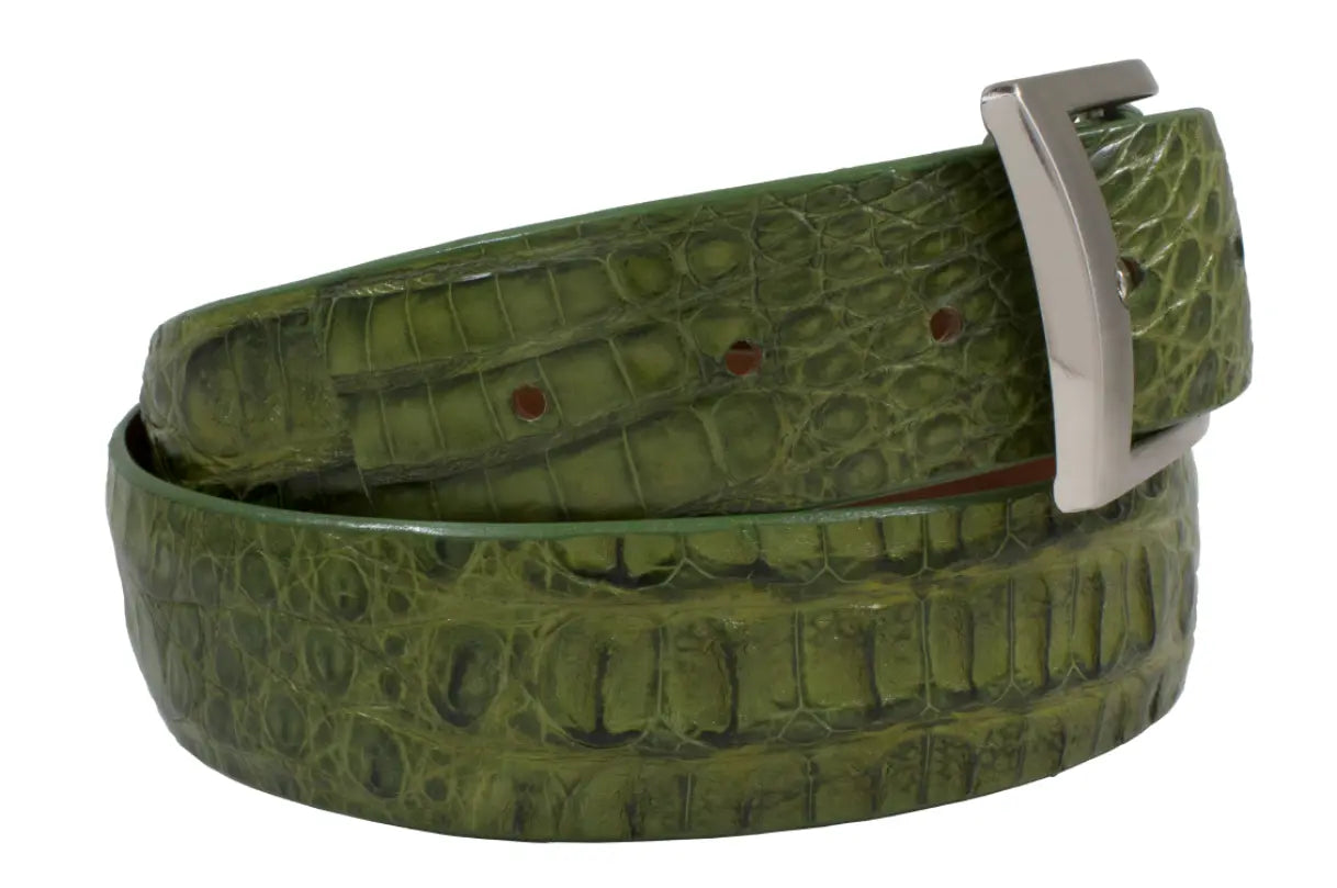 Hornback Green Caiman Crocodile Belt for Men