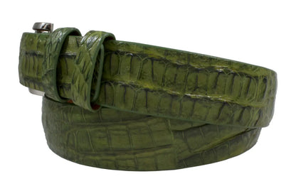 Hornback Green Caiman Crocodile Belt for Men