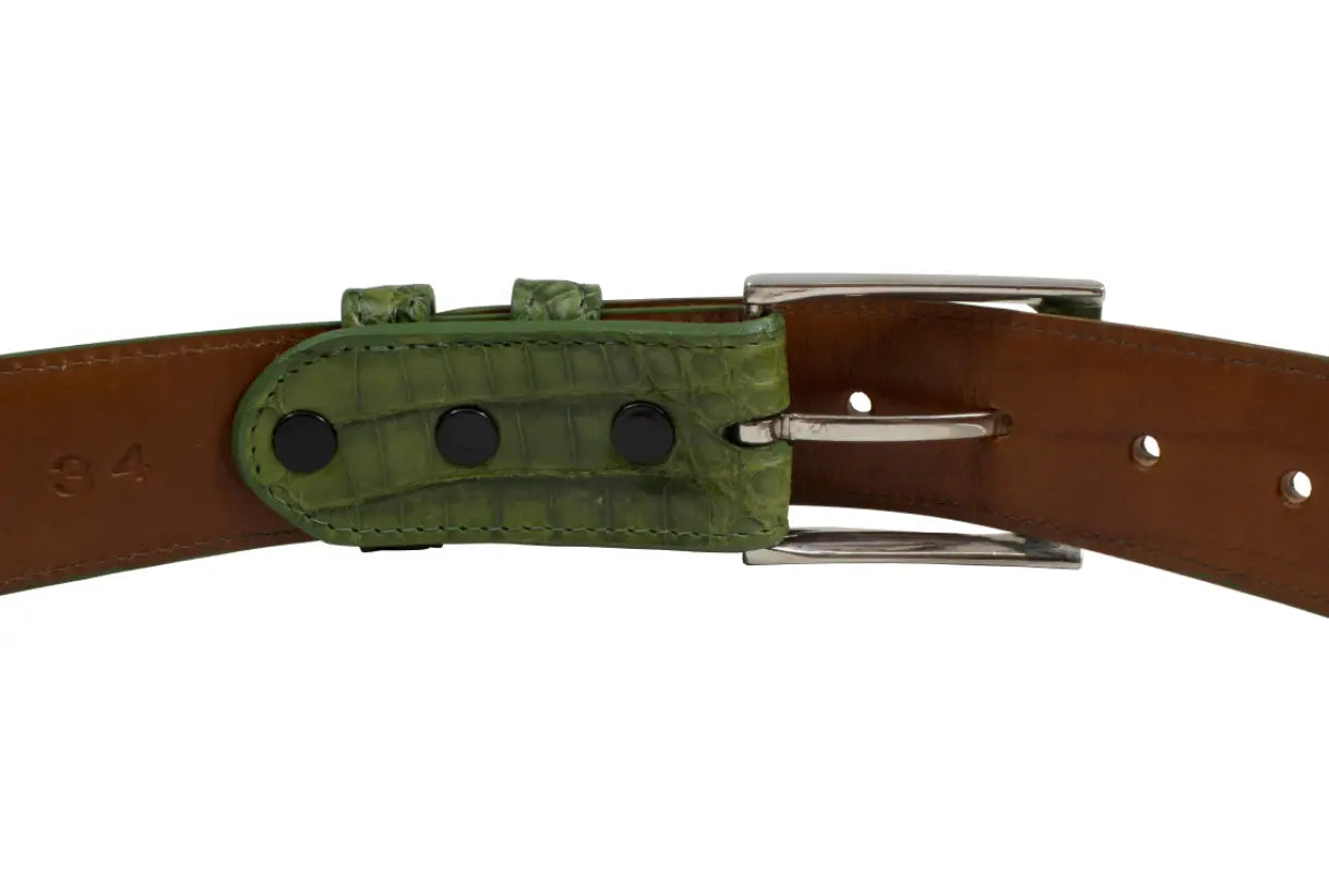 Hornback Green Caiman Crocodile Belt for Men