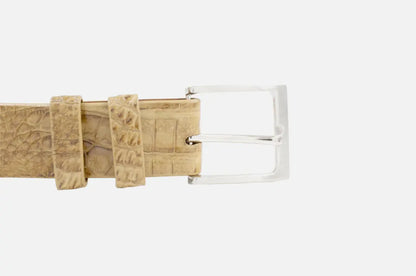 Hornback Tan Caiman Crocodile Leather Belt