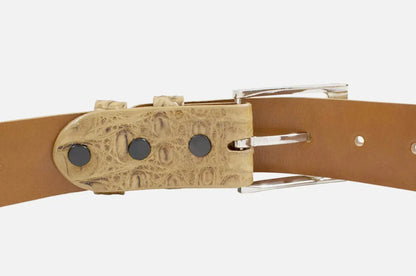 Hornback Tan Caiman Crocodile Leather Belt