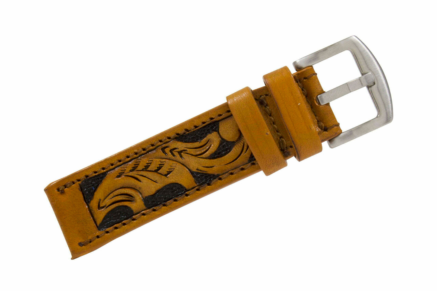 Tan Hand Tooled Watch Strap HT2