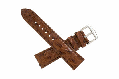 Cognac Full Quill Ostrich Leather Watch Strap