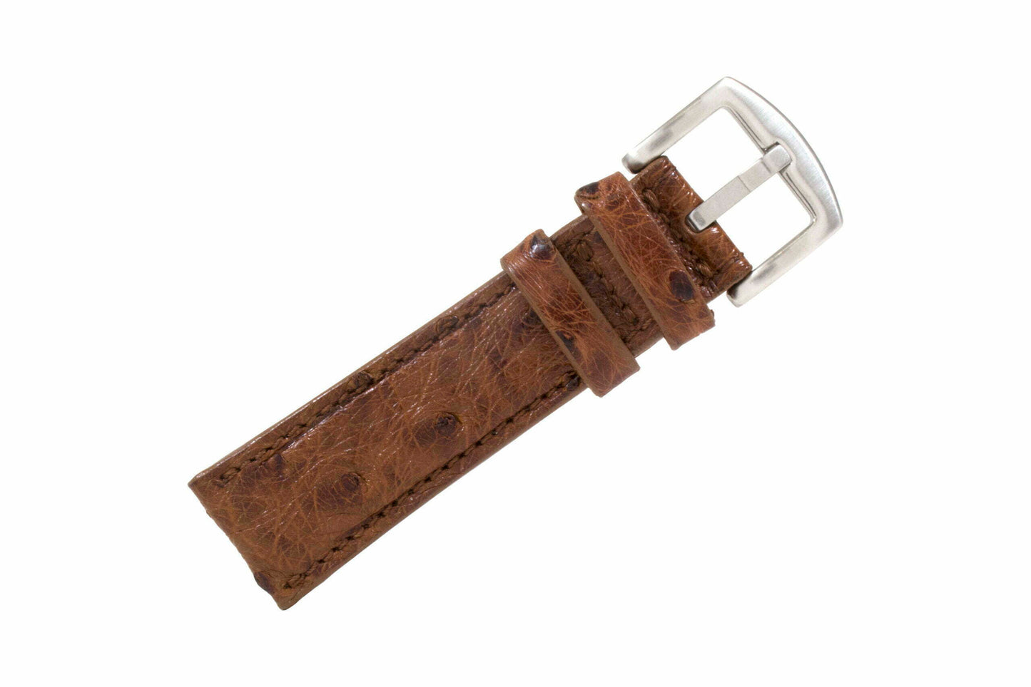 Cognac Full Quill Ostrich Leather Watch Strap