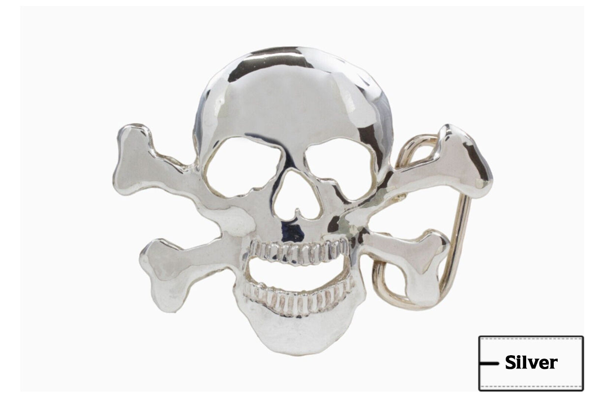 Handmade Sterling Silver Skull Belt Buckle