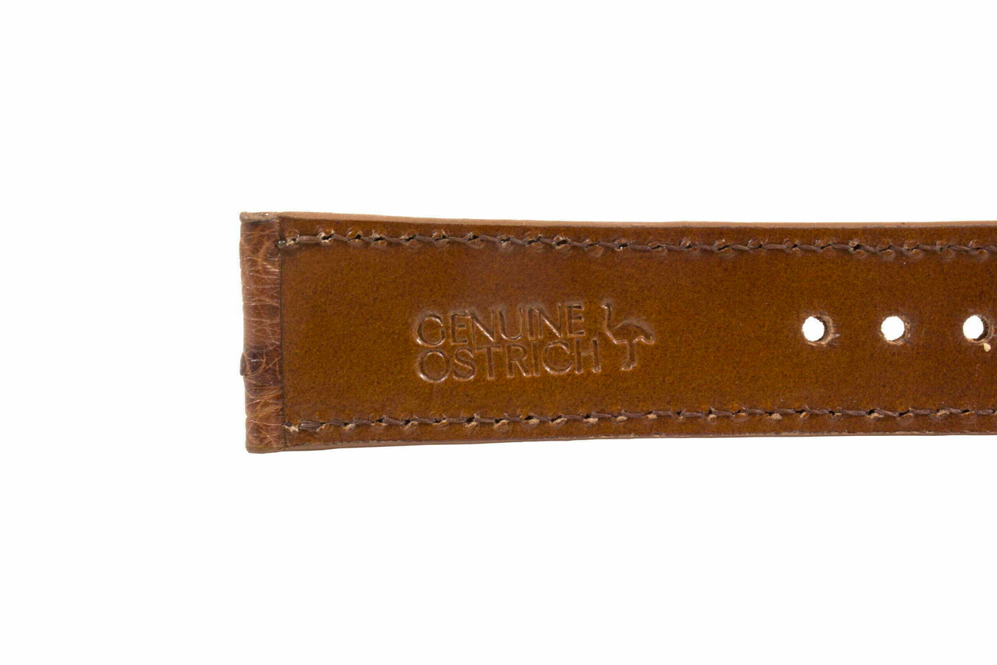 Cognac Full Quill Ostrich Leather Watch Strap