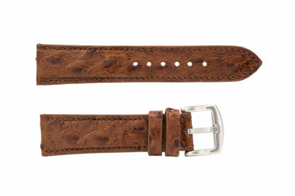 Cognac Full Quill Ostrich Leather Watch Strap