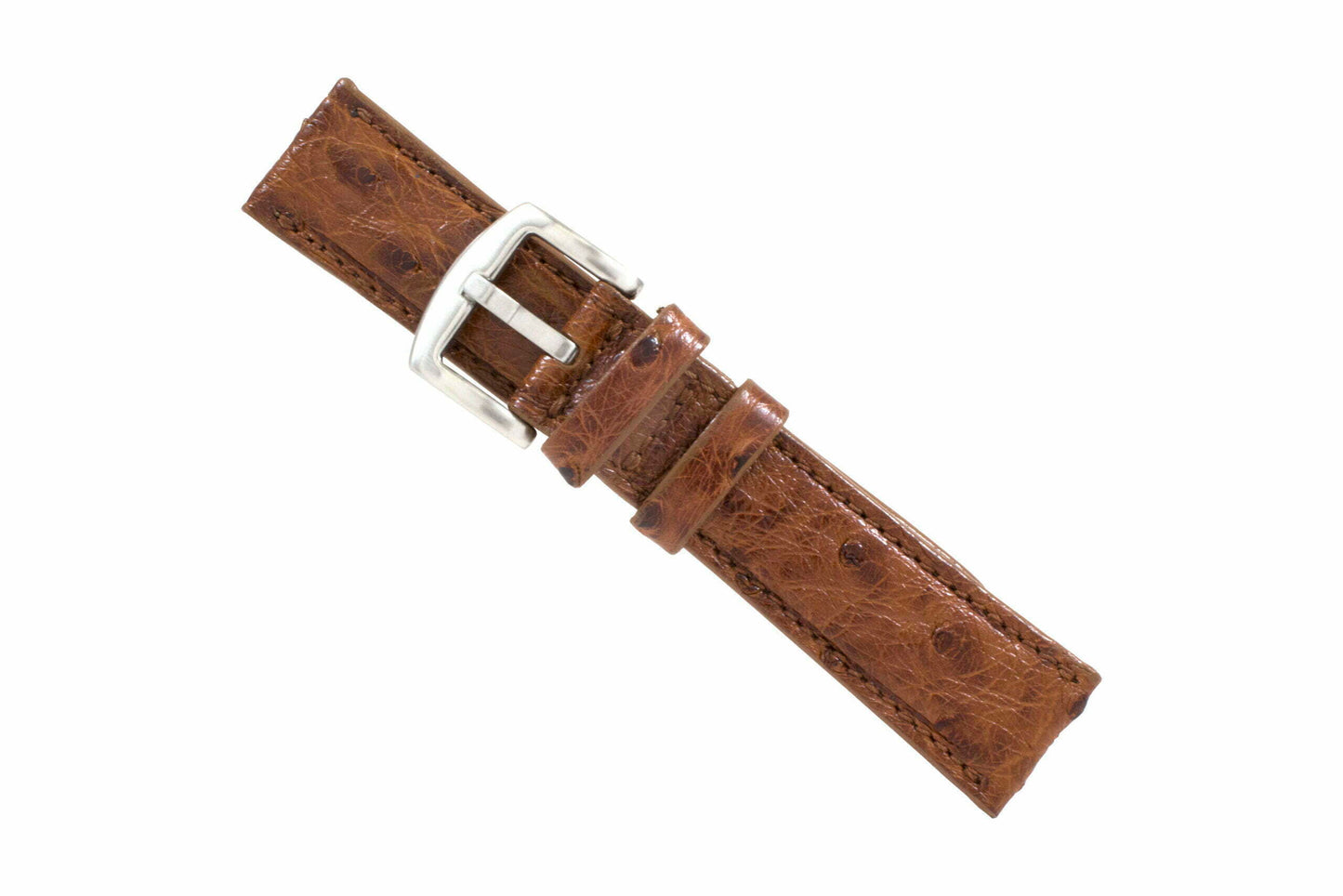 Cognac Full Quill Ostrich Leather Watch Strap