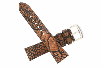 Washed Copper Ostrich Leg Watch Strap