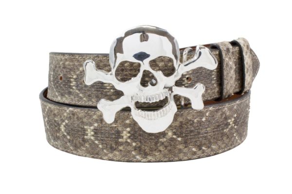 Handmade Sterling Silver Skull Belt Buckle