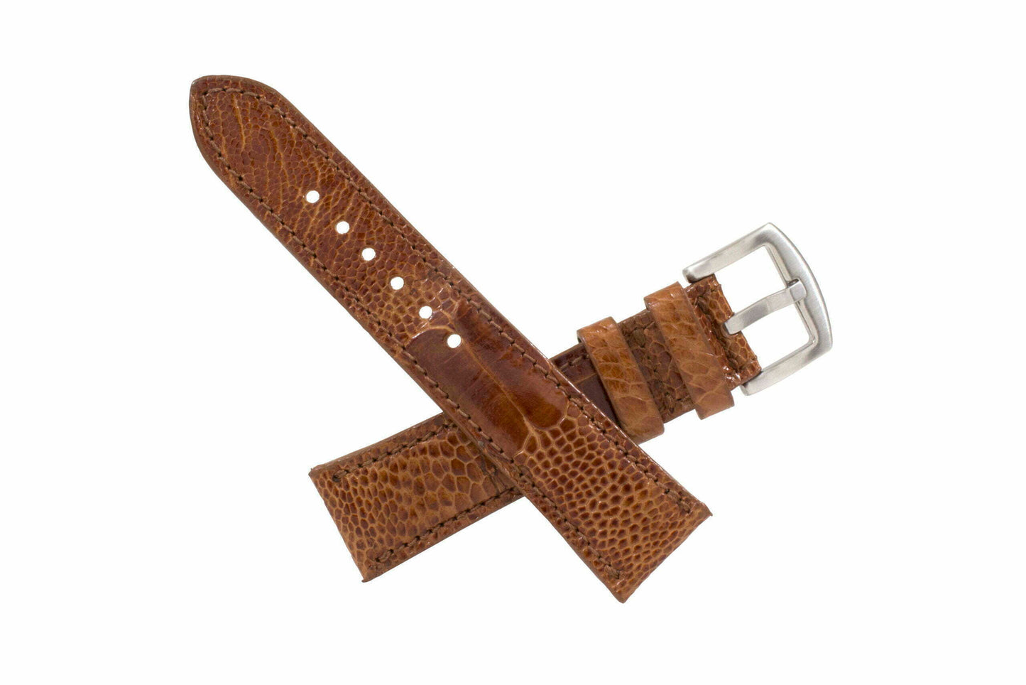 Cognac Ostrich Leg Leather Watch Strap