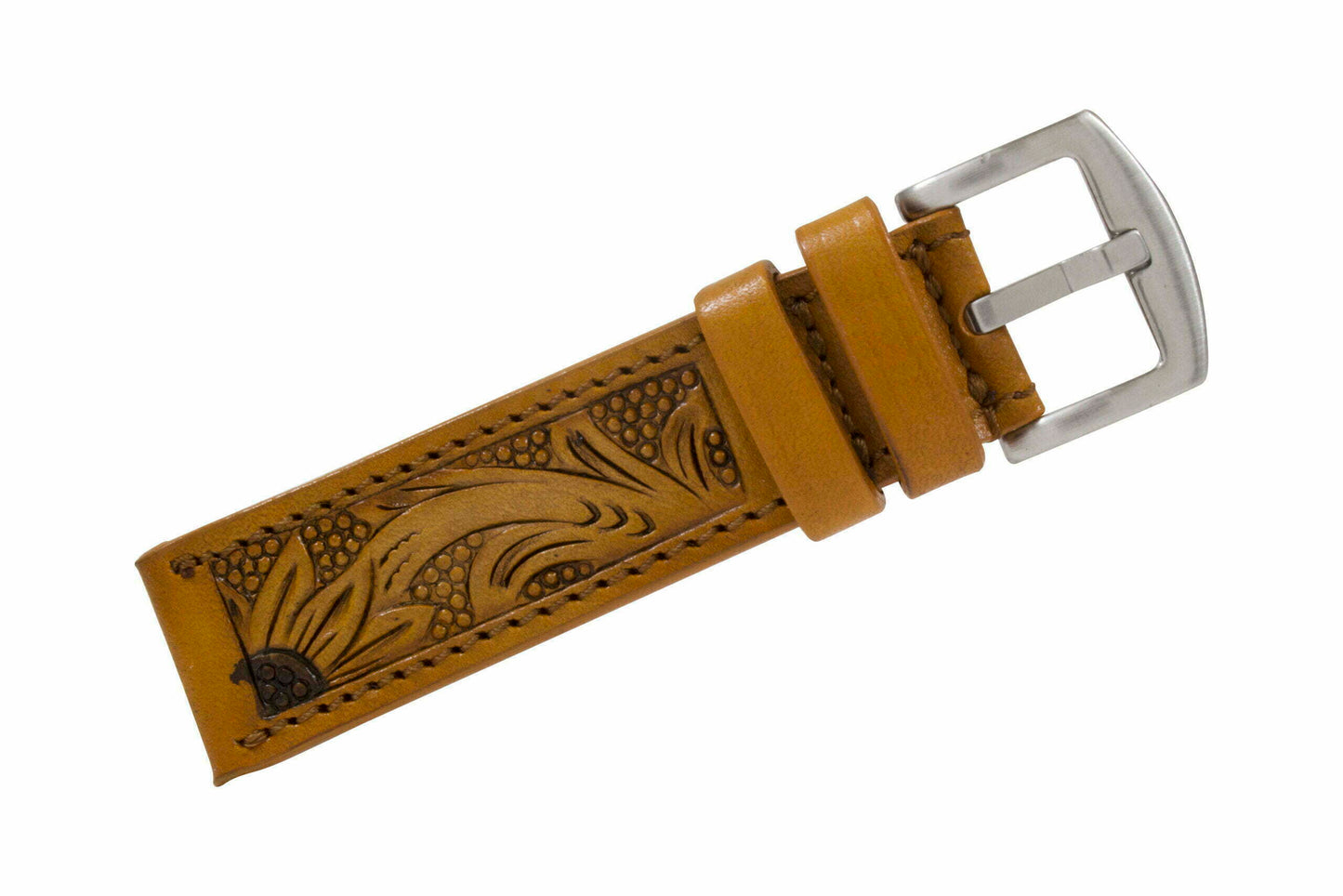 Tan Hand Tooled Sunflower Strap HT5