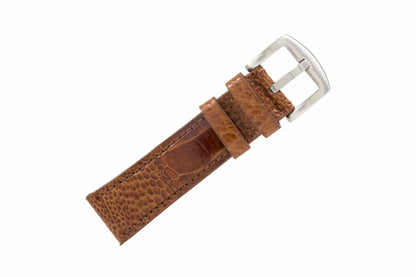 Cognac Ostrich Leg Leather Watch Strap