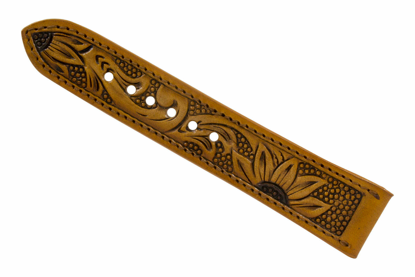 Tan Hand Tooled Sunflower Strap HT5