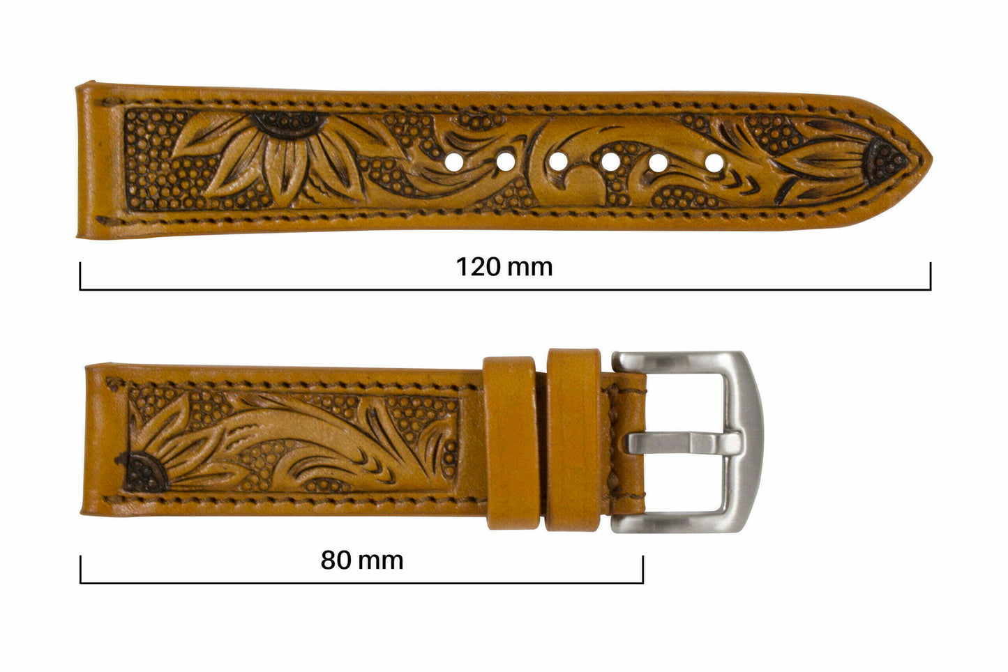 Tan Hand Tooled Sunflower Strap HT5