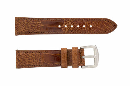 Cognac Ostrich Leg Leather Watch Strap