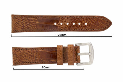 Cognac Ostrich Leg Leather Watch Strap