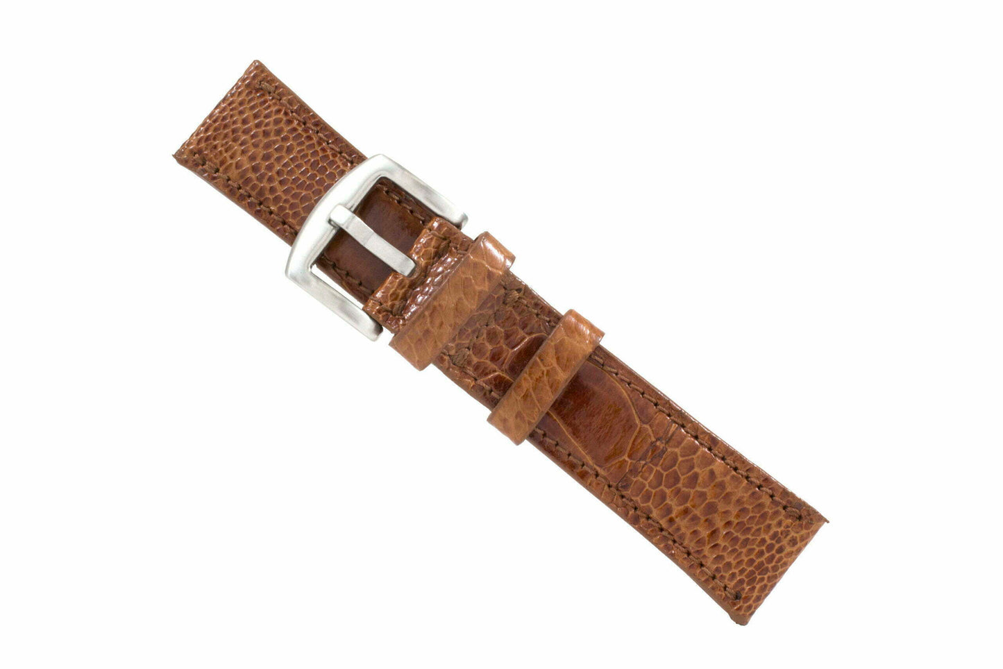 Cognac Ostrich Leg Leather Watch Strap