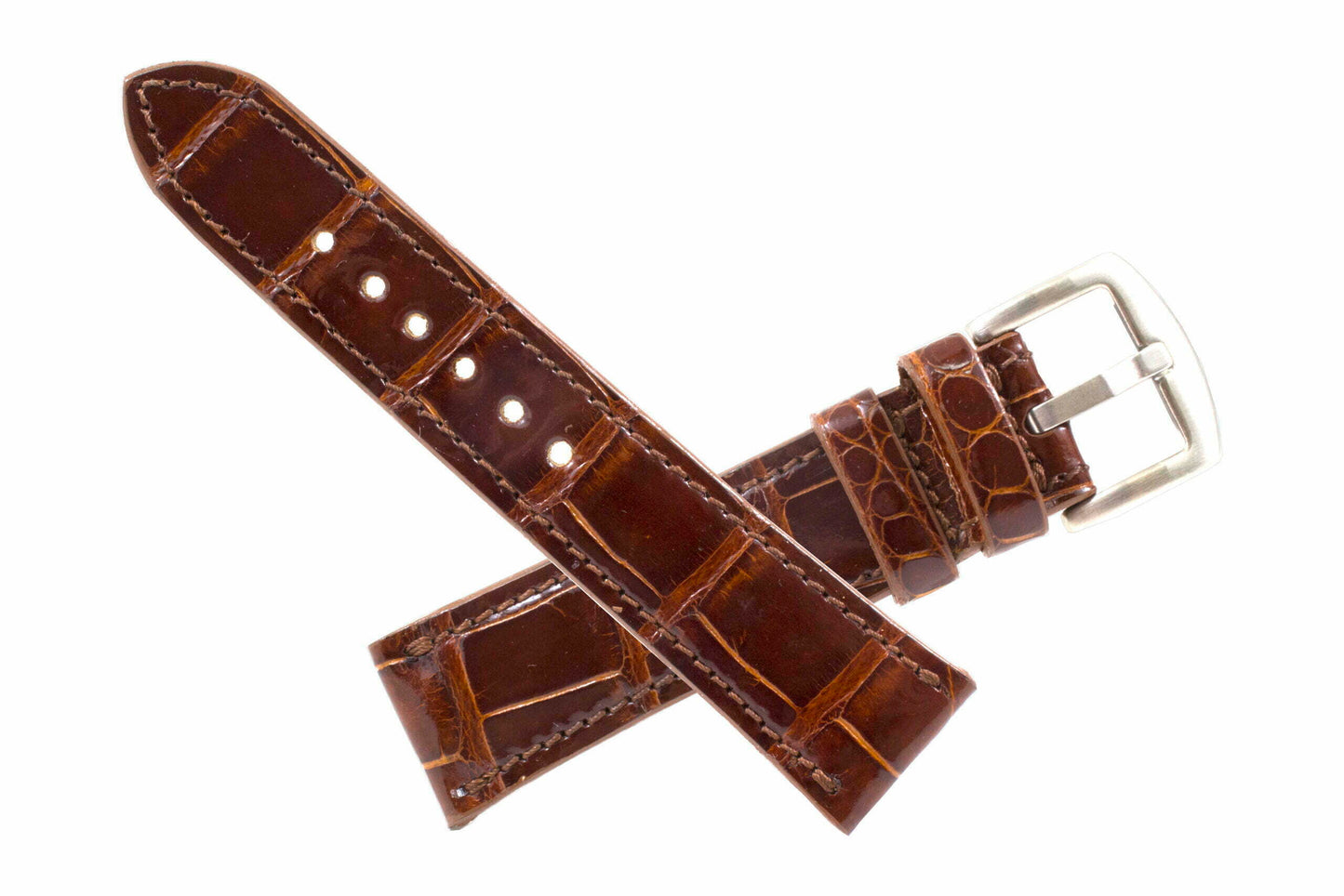 Peanut Brown Alligator Leather Watch Strap