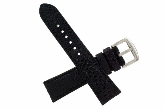 Black Beaver Tail Leather Watch Strap