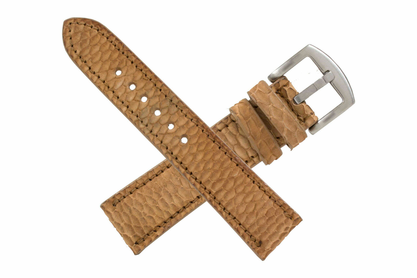 Genuine Tan Beaver Tail Leather Watch Strap