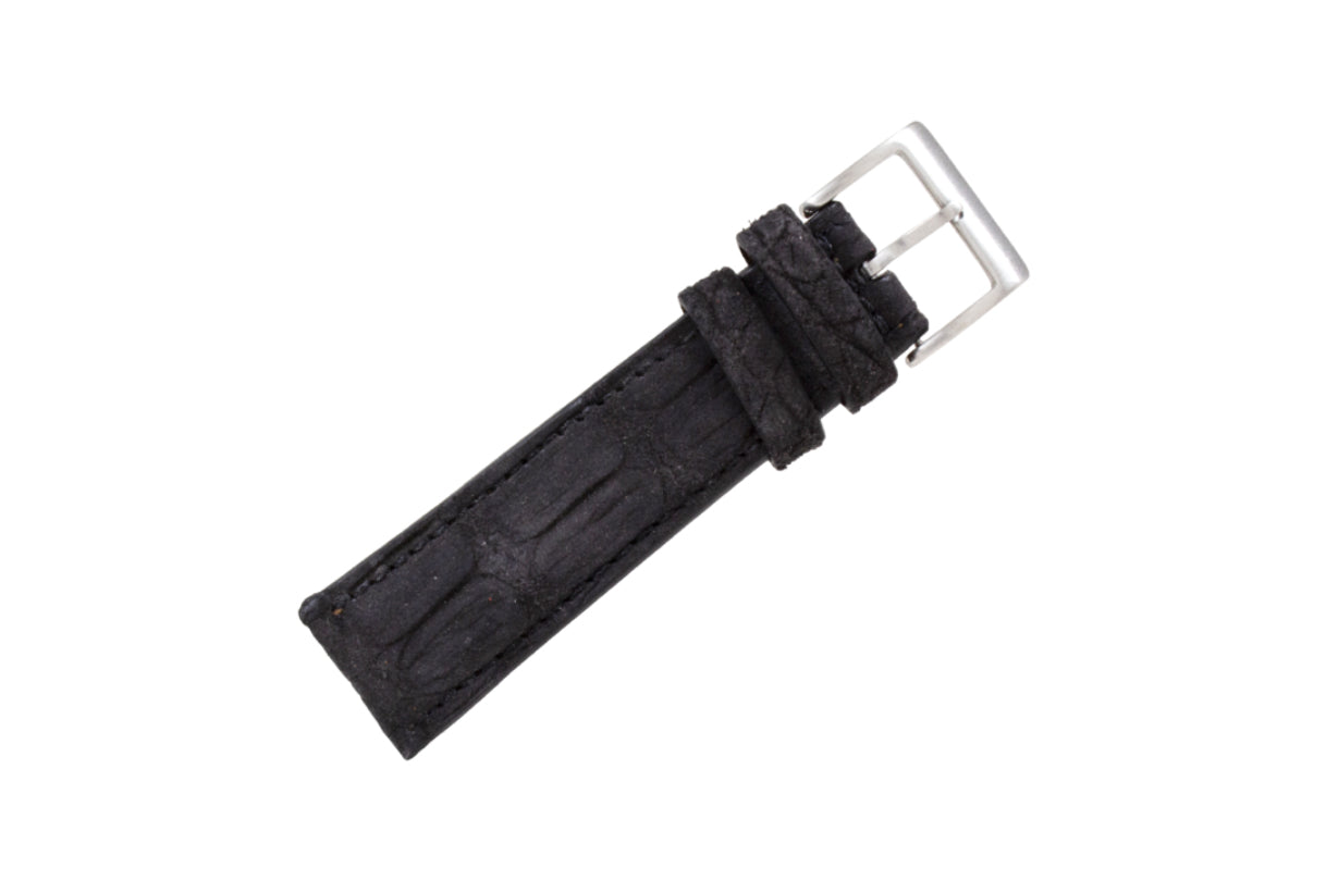 AAA Ultra Black Suede Alligator Leather Watch Strap