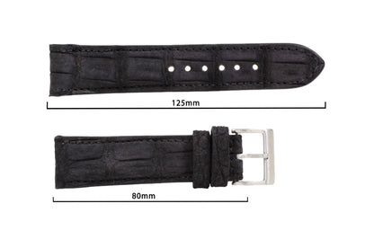 AAA Ultra Black Suede Alligator Leather Watch Strap