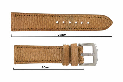 Genuine Tan Beaver Tail Leather Watch Strap