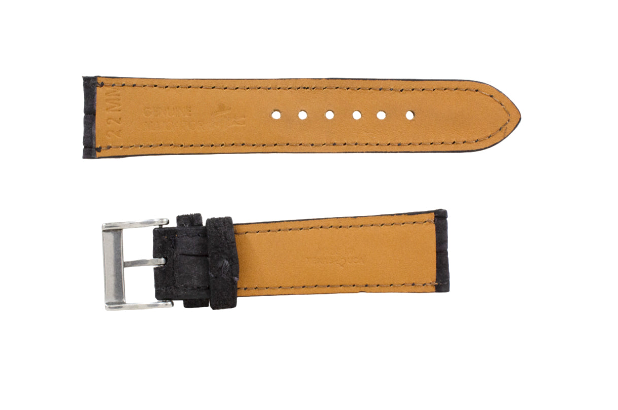 AAA Ultra Black Suede Alligator Leather Watch Strap