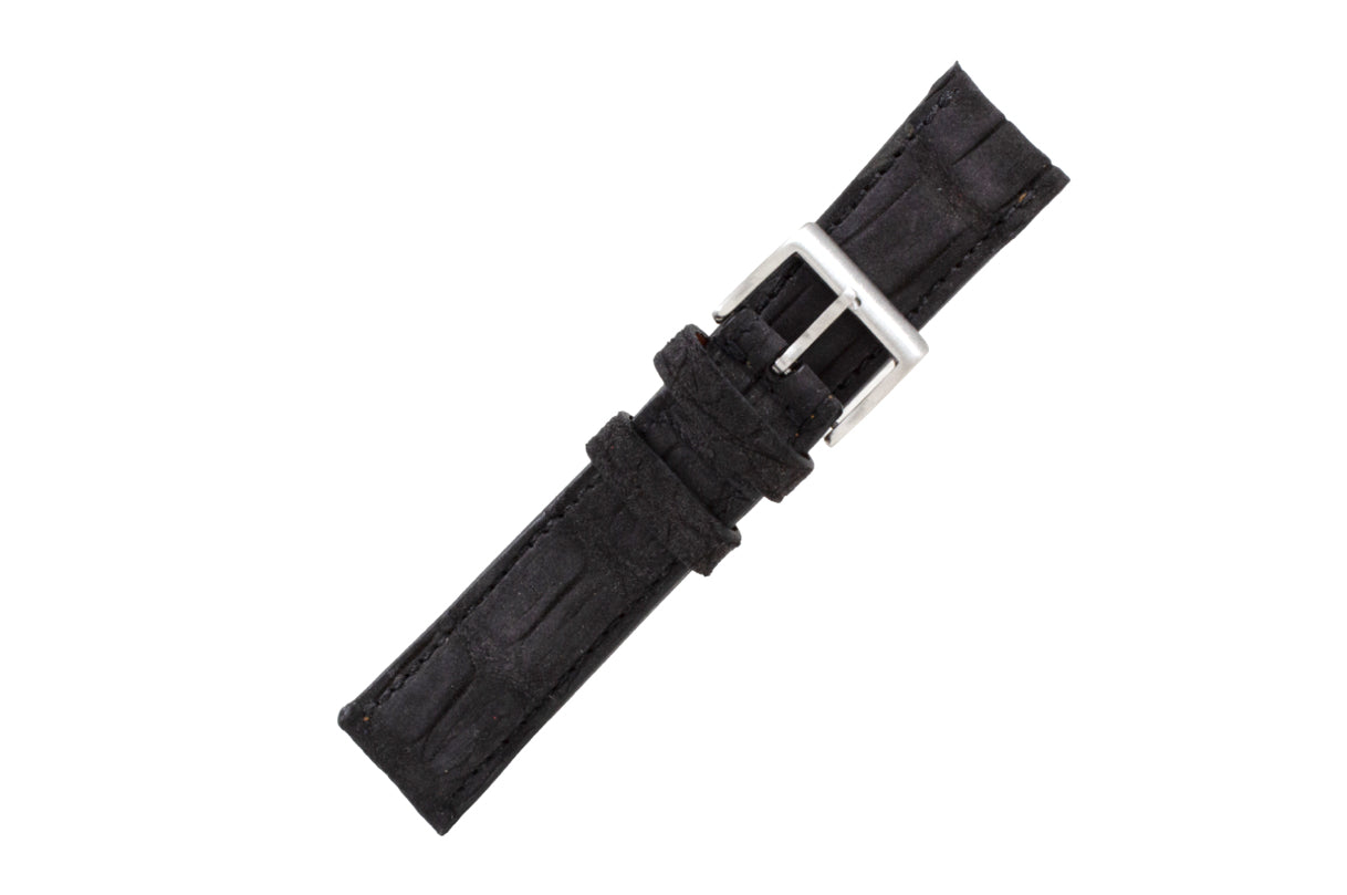 AAA Ultra Black Suede Alligator Leather Watch Strap