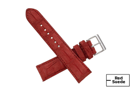 AAA Ultra Red Suede Alligator Leather Watch Strap