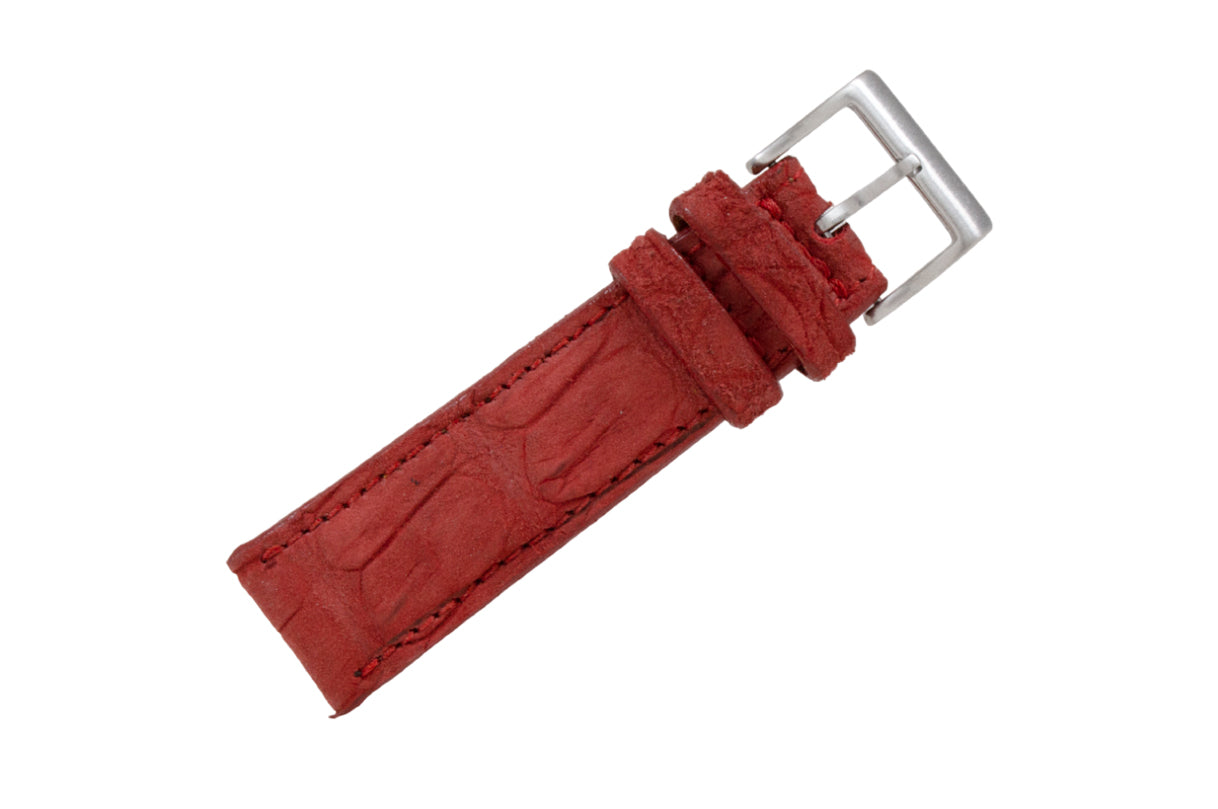 AAA Ultra Red Suede Alligator Leather Watch Strap