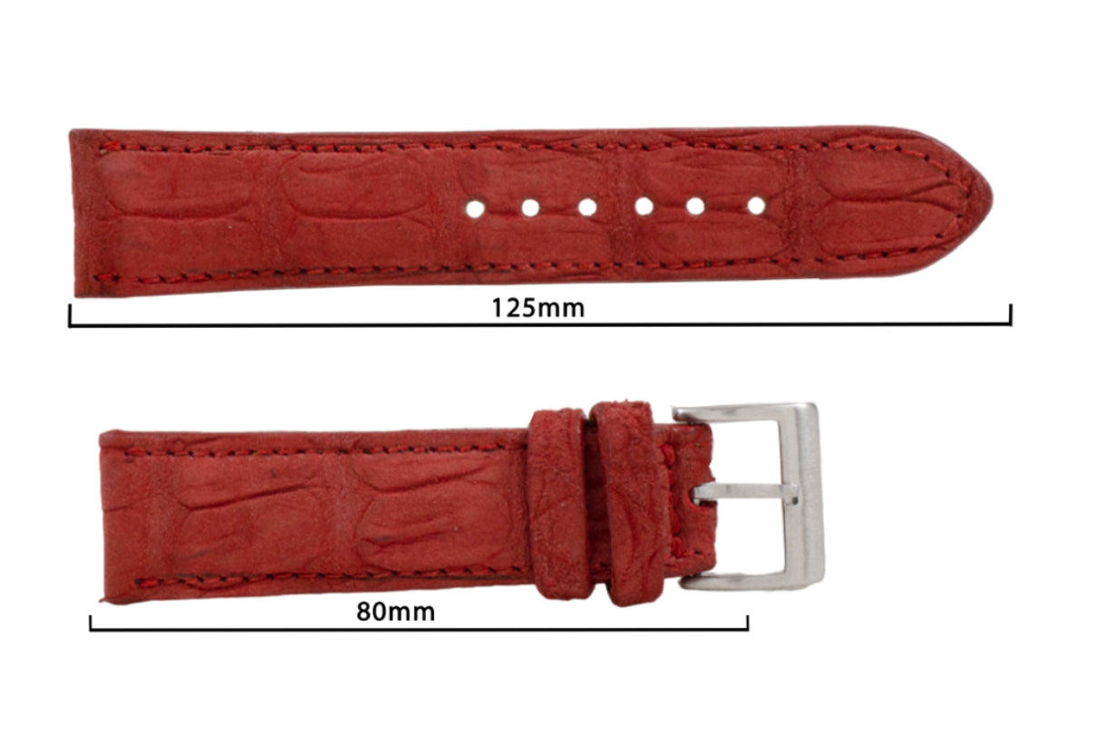 AAA Ultra Red Suede Alligator Leather Watch Strap