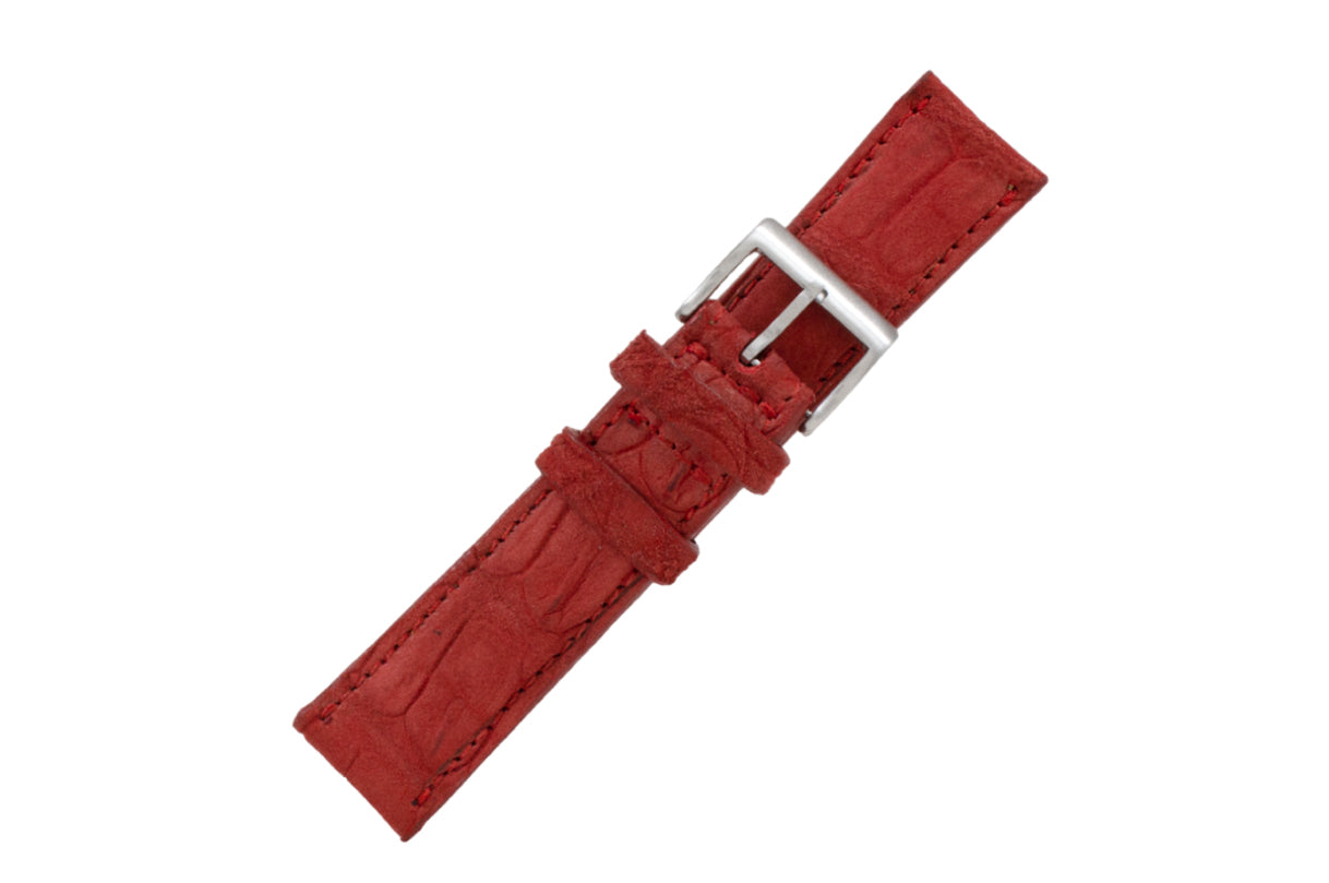 AAA Ultra Red Suede Alligator Leather Watch Strap