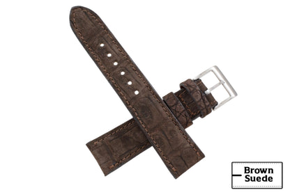 AAA Ultra Brown Suede Alligator Leather Watch Strap