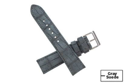 AAA Ultra Cadet Gray Suede Alligator Leather Watch Strap