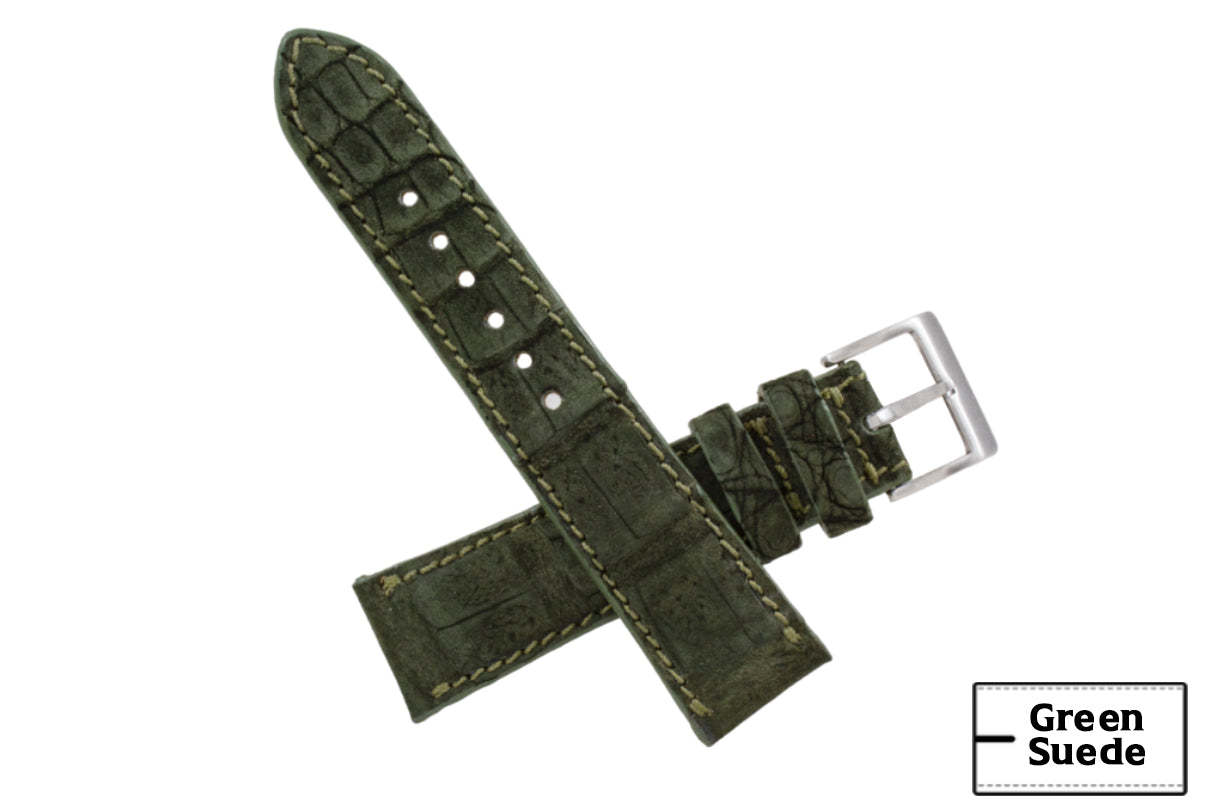 AAA Ultra Green Suede Alligator Leather Watch Strap