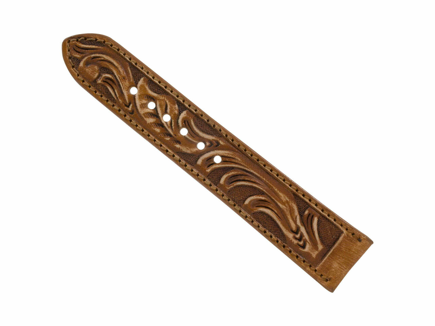 Rustic Cognac Hand Tooled  Watch Strap HT09