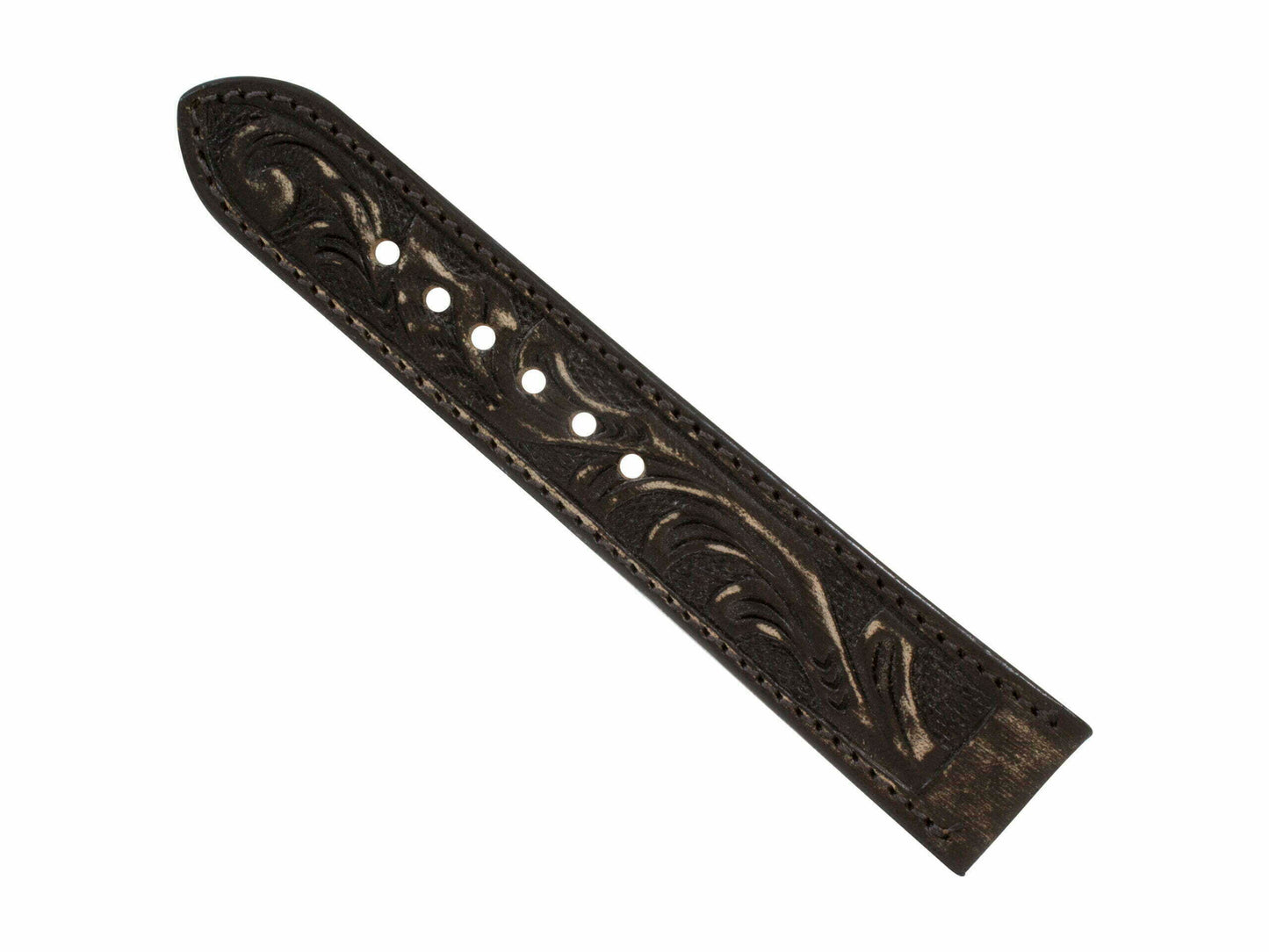 Rustic Brown Hand Tooled Watch Strap HT08