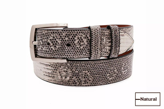 Natural Ring Lizard Leather Belt 1 1/2" Width