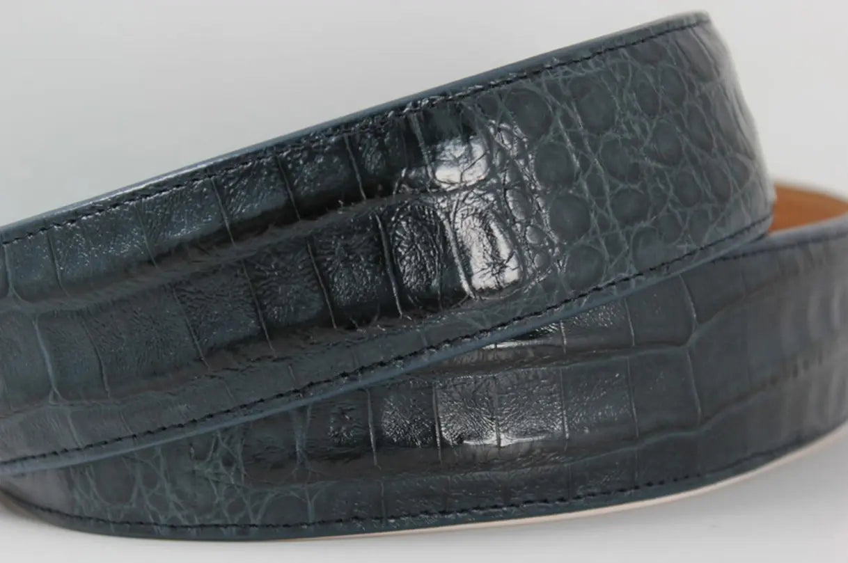 Genuine Navy Blue Alligator Leather Belt for Men