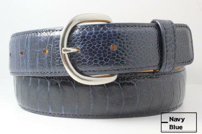 Navy Blue Ostrich Leg Leather Belt