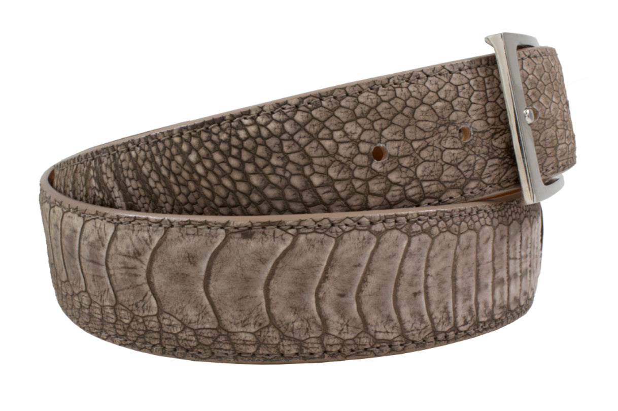 Nicotine Ostrich Leg Leather Belt