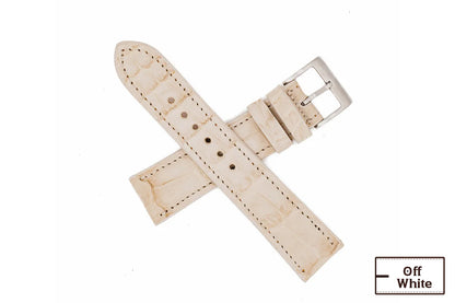 Genuine Off White Alligator Leather Watch Strap