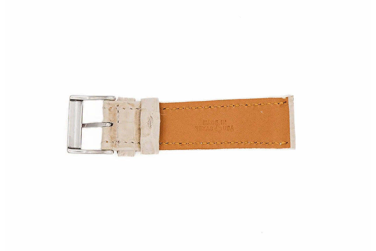 Genuine Off White Alligator Leather Watch Strap