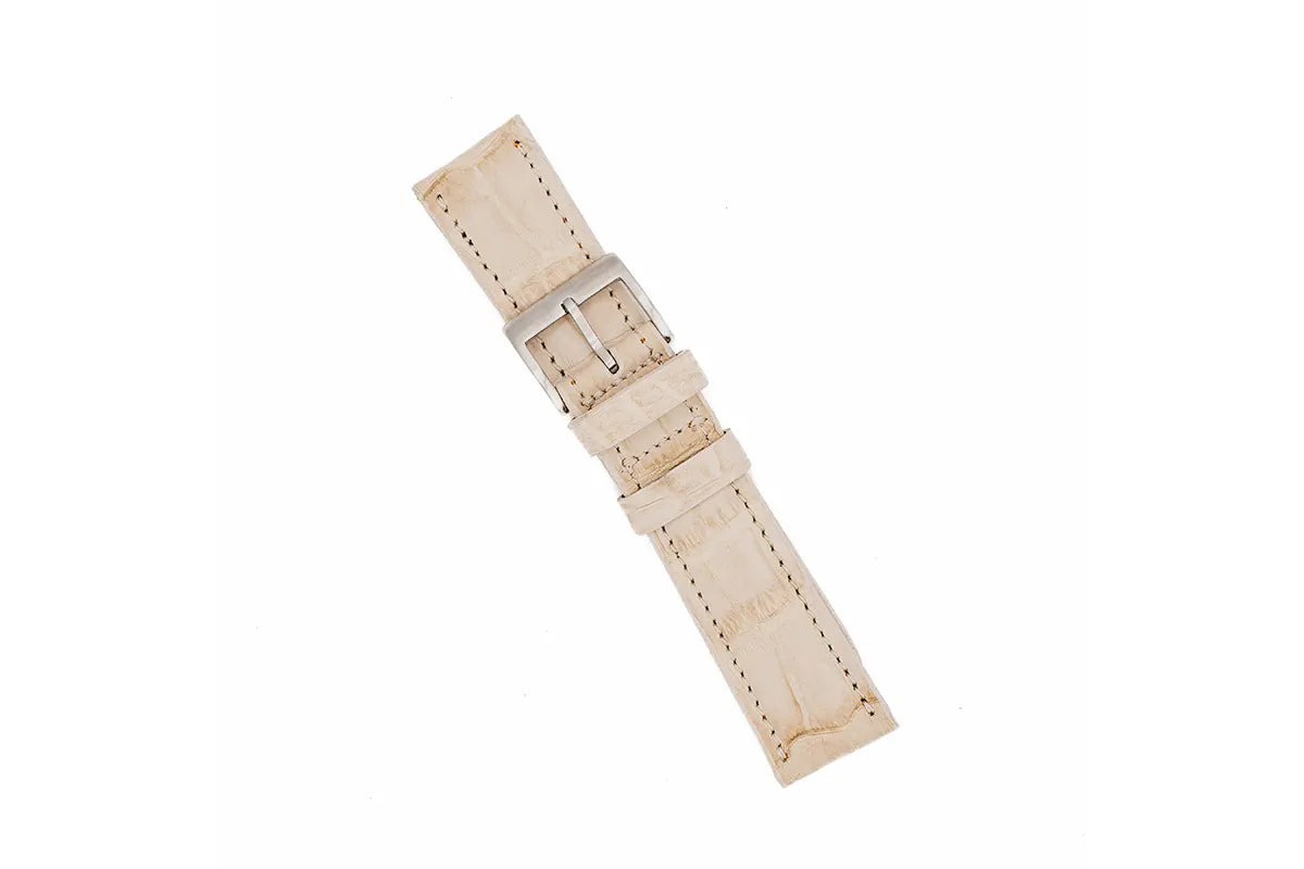 Genuine Off White Alligator Leather Watch Strap