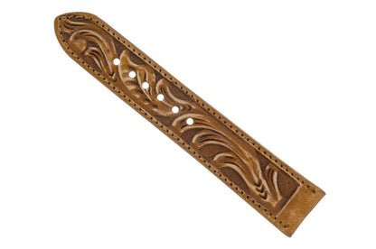 Rustic Cognac Hand Tooled Leather Watch Strap