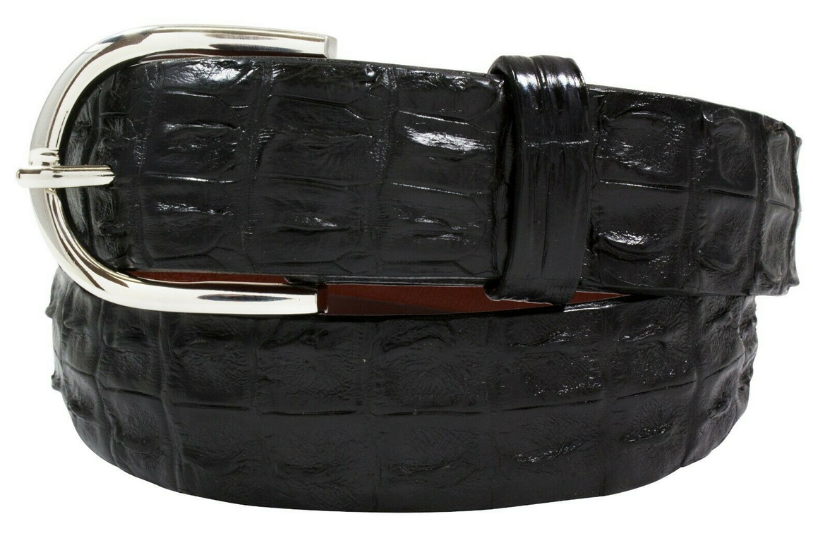 Genuine Hornback Black Alligator Leather Belt